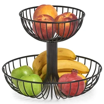 Abbildung von Zeller 27415 Obst Etagere, 2 lagig, Metall, schwarz, ca. Ø 32 x 25,8 cm, Obstschale, Aufbewahrung