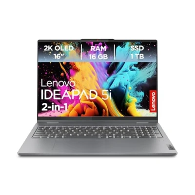 Abbildung von Lenovo IdeaPad 5 2 in 1 Laptop 16&quot; 2K Touch OLED Display Intel Core 7 150U 16GB RAM 1TB SSD Grafik Windows 11 Home QWERTZ grau 3 Monate Premium Care