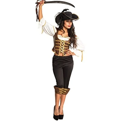 Abbildung von Boland Kostüm für Erwachsene Piratin Tempest, Hut, Oberteil und knielange Hose, Seeräuberin, Freibeuterin, Set, Karneval, Mottoparty