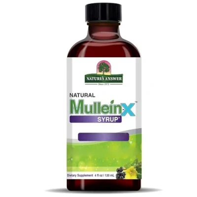 Abbildung von Nature&#039;s Answer, Mullein X Cough Syrup (Hustensirup), Ohne Alkohol, 120ml, Laborgeprüft, Glutenfrei, Sojafrei, Gentechnik