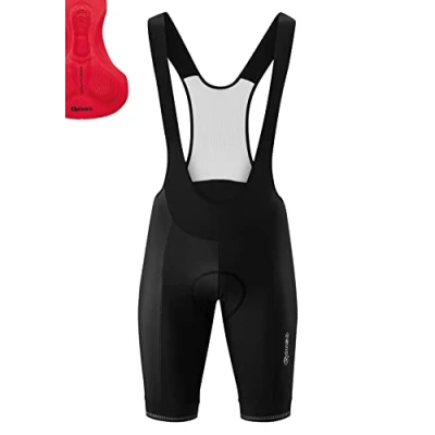 Abbildung von Gonso Sitivo Bib, Kurze Herren Träger Radhose, Mit Red Comfort Sitzpolster, Hohe Bewegungselastizität und Antirutsch Silikon Beingummi, Enganliegende Passform, Schwarz/Rot, Gr. XXL