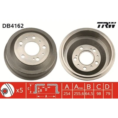 Abbildung von TRW DB4162 Bremstrommel CITROËN: Relay I Minibus, FIAT: Ducato II Platform/Chassis