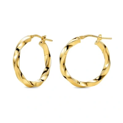 Abbildung von MIORE Schmuck Handgefertigt in Italien, Ohrringe Silber 925, Creolen Gedrehte Kreolen 20 mm Durchmesser, Vergoldet 18K Gold, Runde Hoops Damen, Ohrschmuck
