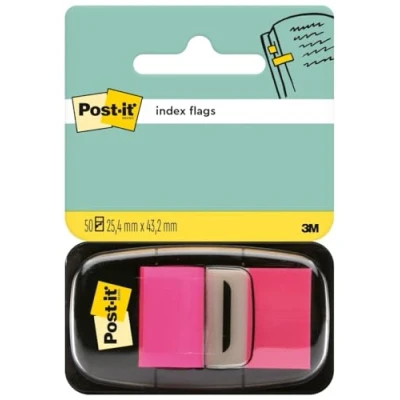 Abbildung von Post it Index Haftstreifen, Standard, Pink, 50 25.4 mm x 43.2 Extrastarke Haftstreifen für Dokumente und Informationen