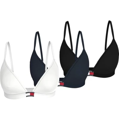 Abbildung von Tommy Hilfiger Damen 3er Pack BH Bralettes Triangle Ungepolstert, Mehrfarbig (Black/ Navy Rib/ White), L