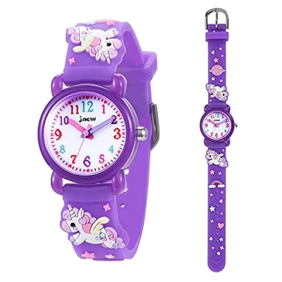 Abbildung von Anloo Mädchen Jungen Kleine Kinder Niedlich Uhr Armbanduhr Zeit Lehrer,Silikon Kinderuhr 3D Cute Cartoon Wasserdicht Lehruhr Geschenk für Kids