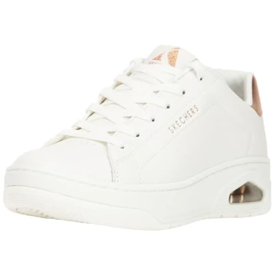 Abbildung von Skechers Damen Courted Style UNO Court, Weißes Leder, Rotgold, Duraleather, 36 EU