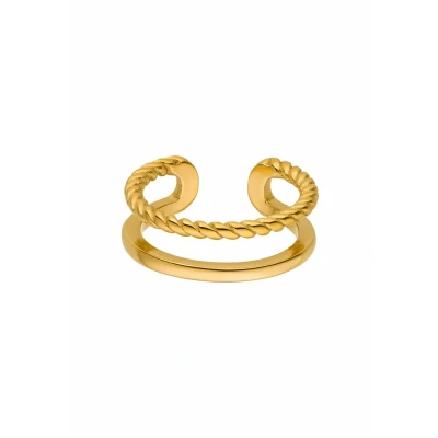 Abbildung von Purelei® Mau Ring Adjustable Verstellbarer in Gold, Silber und Roségold Elegantes Design mit gedrehter Optik Größen S/M M/L Hochwertiger Edelstahl (M/L, Gold)
