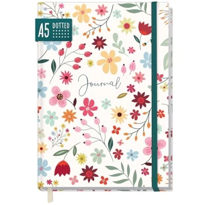 Abbildung von paper&amp;you® Bullet Journal dotted A5 mit Gummiband [Wild Flower] 156 Seiten Notizbuch gepunktet, Tagebuch nachhaltig &amp; klimafreundlich