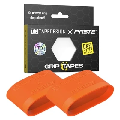 Abbildung von TAPEDESIGN Schienbeinschonerhalter Grip Tapes aus Silikon, Fußball Männer, Frauen, Orange Halterung für Fussball Stutzen, Stutzentape