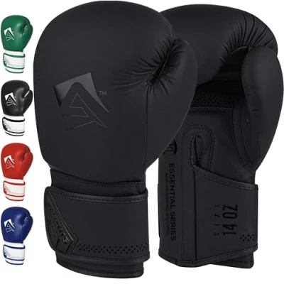 Abbildung von AQF Boxhandschuhe Für Boxen Und Box Training Handschuhe MMA, UFC Boxing Gloves Kickboxen Punching Sparring Boxsack Sandsack Muay Thai (Matt Schwarz, 16oz)
