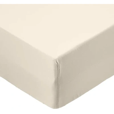 Abbildung von Amazon Basics Spannbetttuch, Mikrofaser, Beige, 90 x 190 30 cm