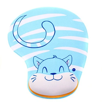 Abbildung von TUKA Handgelenkauflage Mouse pad Ergonomische, mit Gel Gefüllte Handgelenkunterlage, Tier Motiv Mauspad Handauflage, Lustigem Cartoon Motiv, TKC5100 bluecat