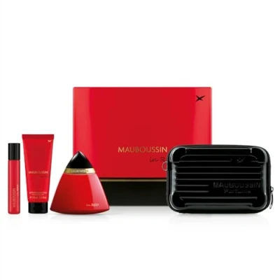 Abbildung von Mauboussin Prestige 2024 In Red: Eau de Parfum 100 ml, Körpermilch 75 Travel Spray 20 ml &amp; Umhängetasche