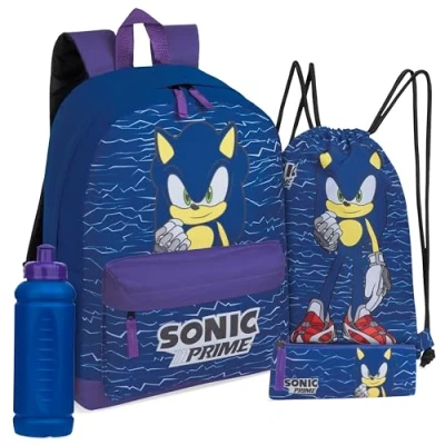 Abbildung von SONIC THE HEDGEHOG Schulrucksack Jungen Set mit Schulranzen, Turnbeutel, Federmäppchen &amp; Trinkflasche Einschulung Junge