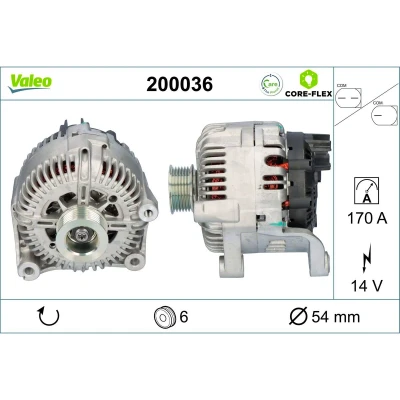 Abbildung von VALEO 200036 Lichtmaschine 14V 170A BMW: 5 Saloon, Touring, 7