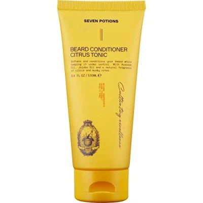 Abbildung von Seven Potions Bart Conditioner für Männer Beugt Bartjucken und Schuppen vor Natürlich, Vegan, Tierversuchsfrei (Citrus Tonic, 100 ml)