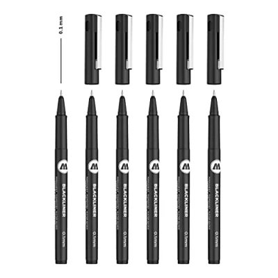 Abbildung von Molotow Blackliner 0,1 mm (Fineliner mit permanenter, dokumentenechter Tinte) 6 Stück schwarz
