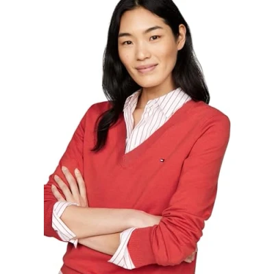 Abbildung von Tommy Hilfiger Stitch Strickpullover, Damen, Größe: XS, Terra red