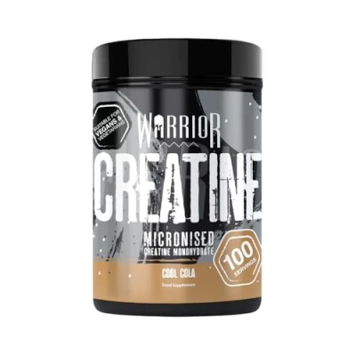 Abbildung von Warrior Kreatinpulver Monohydrat 500 g (100 Portionen) mikronisiert für einfaches Mischen und Einnehmen verbessert die körperliche Leistung/Erholung keine Tabletten (Cool Cola)