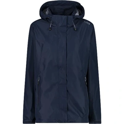 Abbildung von CMP Damenjacke mit Reißverschluss und atmungsaktiver Kapuze, Schwarz Blau, L