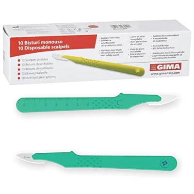Abbildung von GIMA Sterile Einweg Skalpelle, mit Sicherheitsabdeckung, Nr. 22, 10er Pack, 27046