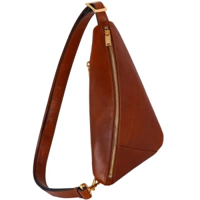 Abbildung von Time Resistance Leder Umhängetasche Tasche aus Vollnarbenleder Brusttasche für Damen und Herren