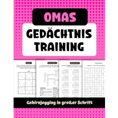 Abbildung von Omas Gedächtnistraining Gehirnjogging in großer Schrift: Das clevere Geschenk für Oma