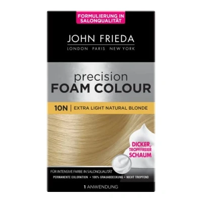 Abbildung von John Frieda Precision Foam Colour, Sehr helles Blond, Permanente Coloration in Schaumform, Perfekte gleichmäßige Abdeckung, Für 1 Anwendung, Gelb, Stück (1er Pack)