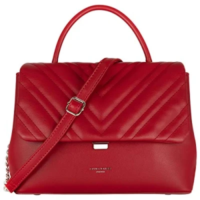 Abbildung von David Jones Damen Umhängetasche Frau Handtasche Gesteppte PU Leder Steppmuster Tasche Mittelgroße Schultertasche Top Griff Henkeltasche Elegante Satchel Crossbody Bag Mode Party Rot