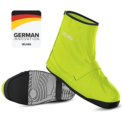 Abbildung von VELMIA Regenschutz Schuhe Fahrrad mit reflektierendem Material &amp; verstärkter Spitze I Schuhüberzieher wasserdicht schwarz Regen Überschuhe