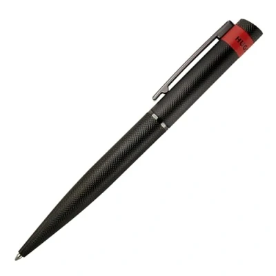 Abbildung von Hugo Boss Loop Diamond Kugelschreiber aus Messing in der Farbe Schwarz, Länge: 14,6cm, Minenfarbe: Blau, HSW3674A
