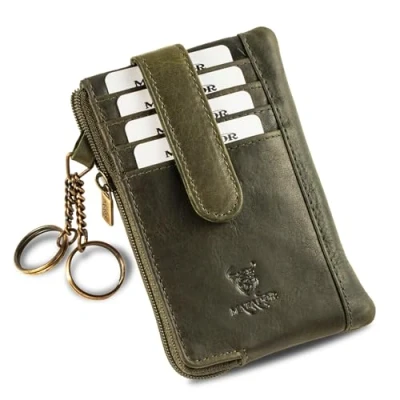 Abbildung von MATADOR 2in1 Geldbörse Herren Schlüsseltasche Leder mit 4 Fächer für Karten Schlüsseletui Key Organizer RFID Schutz Schlüsselmäppchen Autoschlüssel Hülle Geschenk Box Grün