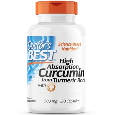 Abbildung von Doctor&#039;s Best, High Absorption Curcumin, 500mg, 120 Kapseln, Laborgeprüft, Kurkuma, Glutenfrei, Sojafrei, Ohne Gentechnik
