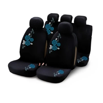 Abbildung von Bottari 29011 Sitzbezüge My Flower Swivel mit Hellblauen Blumen, 9 Teile, Schwarz