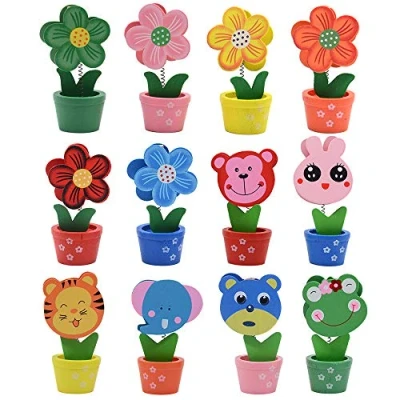 Abbildung von Kreativer Fotohalter mit Holzsockel Cartoon Tier Blumentopf, Tisch Namensnummernhalter, Party Dekoration, Kartenhalter, Bild, Memo, Notizen, Fotoclip Halter (12 Stück)
