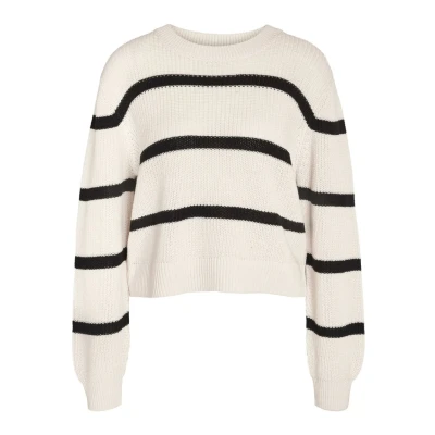 Abbildung von Noisy May Gestreifter Strickpullover, Damen, Größe: XS, Eggnog