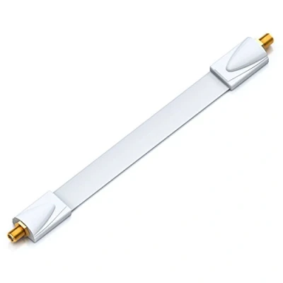 Abbildung von deleyCON 1x Fensterdurchführung SAT Kabel 17cm Flexibel 26cm Länge Kupplung Fenster &amp; Türen Vergoldet Extrem Flach Geschirmt Klebepads Weiß