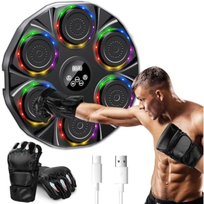 Abbildung von semai Music Boxing Machine, LED Musik Boxmaschine, Unterstützt Bluetooth, 9Geschwindigkeitsmodi und Zählmodus Für Erwachsene Kinder Exercise/Stress Release (7 Bunte Machine)