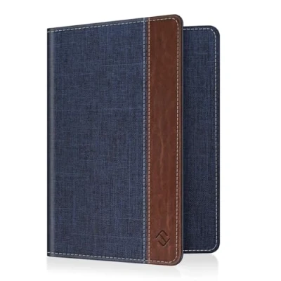 Abbildung von Fintie Reisepass Impfpass Schutzhülle Premium Kunstleder Reisepasshülle Travel Organizer mit RFID Blockier für Kreditkarten, Ausweis, Reisedokumente Damen Herren, Denim Indigoblau