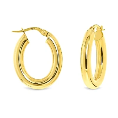 Abbildung von Miore Ohrringe für Damen aus 9kt 375 Gelbgold Ovale Creolen Orschmuck Nickelfrei Made in Italy