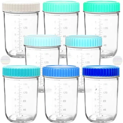 Abbildung von Youngever 8er Set 250ML Behälter für Babynahrung aus Glas, Babynahrungsbehälter, Glas (Coastal)