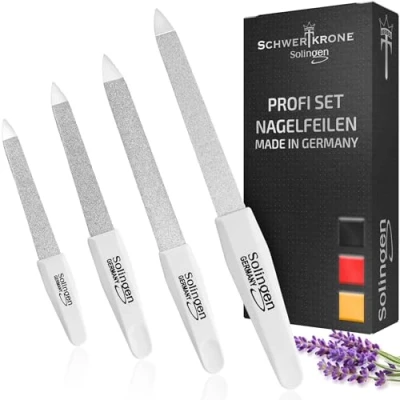 Abbildung von Schwertkrone Hochwertige Nagelfeile/Solingen Set 4 teilig Saphirnagelfeile Fein/Grob in Größen/Maniküre und Pediküre
