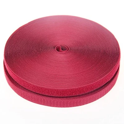 Abbildung von TUKA 25m x 20mm Klettband zum aufnähen, Rückseite Nicht selbstklebend, 25 meter Flausch &amp; Hakenband, breit Klettverschluss, Extra Stark Haftkraft Haken, Dunkelrot TKB5004 darkred