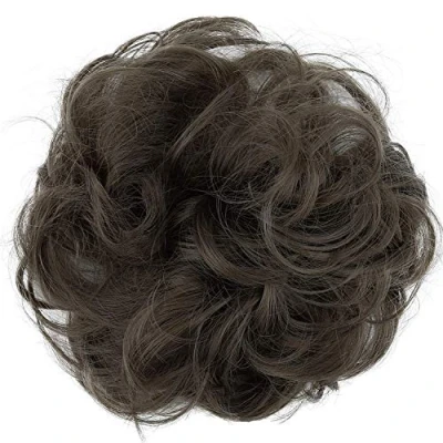 Abbildung von CAISHA Haarteil Haargummi Hochsteckfrisuren Brautfrisuren Voluminös Gelockt Unordentlich Dutt Kunstfaser DM15cm Aschbraun G10A