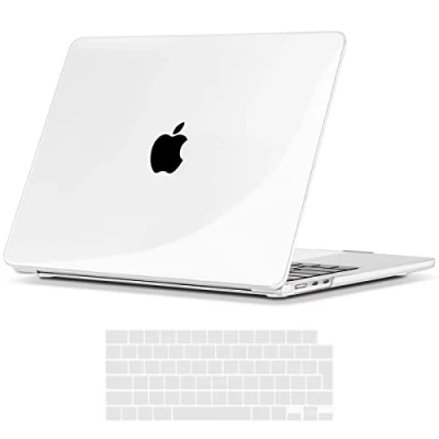 Abbildung von TECOOL Hülle für MacBook Air 15 Zoll M3 M2 2024 A3114 u. 2023 A2941, Ultradünne Hartschale Schutzhülle Case und EU QWERTZ Tastaturschutz, Kristall Klar