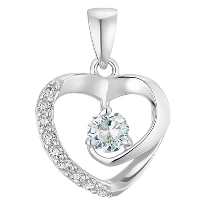 Abbildung von amor Heart Anhänger, Damen, Größe: One Size, Silberfarben