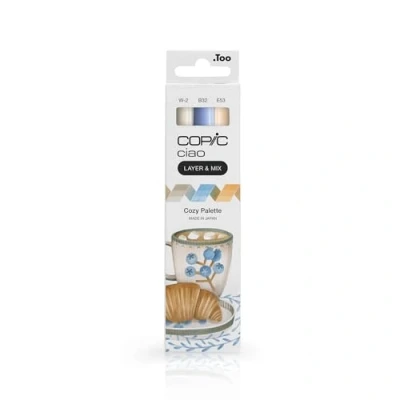 Abbildung von Copic Ciao LAYER &amp; MIX Cozy Palette, Marker Set mit 3 verschiedenen Farben, Layoutmarker jeweils einer mittelbreiten und Brush Spitze