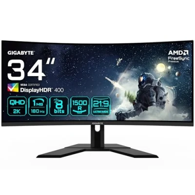 Abbildung von Gigabyte Curved Gaming Monitor »G34WQCP«, 86,4 cm/34 Zoll, 3440 x 1440 px, QHD, 1 ms Reaktionszeit, 180 Hz