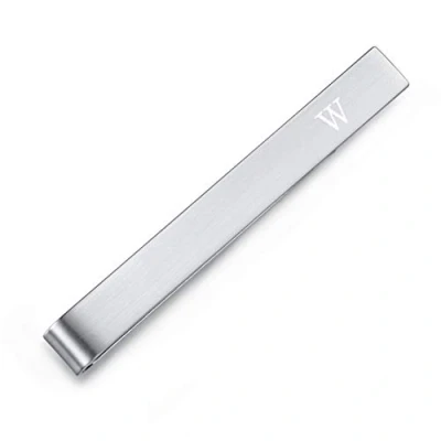 Abbildung von HONEY BEAR 5.4cm Herren Briefe Initialen Krawattennadel Krawattenklammer für Normale Krawatte Edelstahl Tie Clip，Gebürstetes Silber (W)
